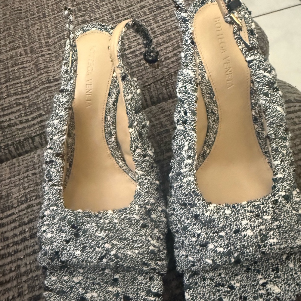 Bottega Veneta Black and White Textured Heels